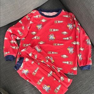 Carter's Red Rocket & Planet Pajama Set with Navy Trim